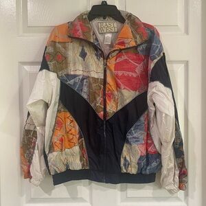 East West Track Jacket Womens Large Colorful Windbreaker 80s 90s Retro Vintage